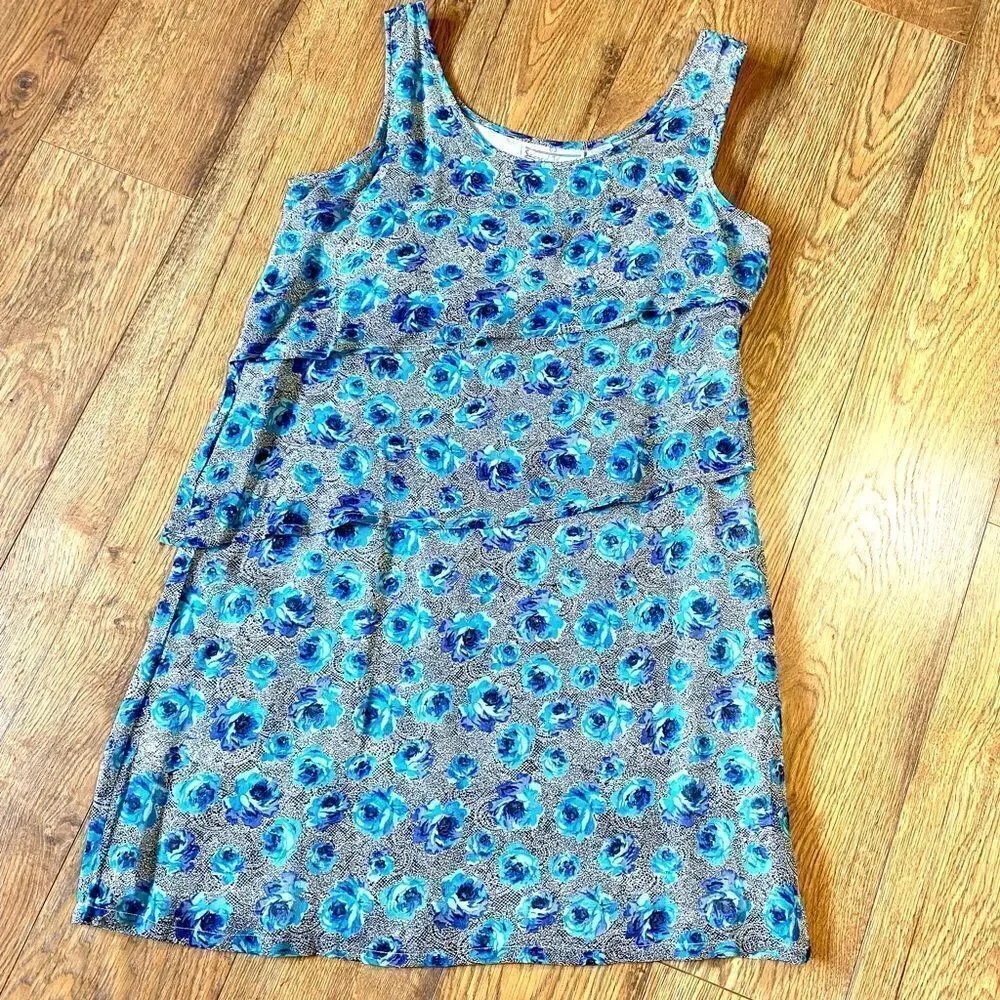 SACRED THREADS BOHO SYMMETRICALLY LAYERED FLORAL DRESS S/M NWT